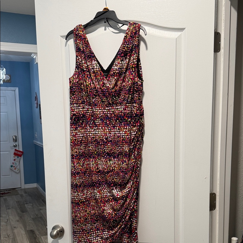 Alfani V-Neck Colorful Patterned Midi Dress